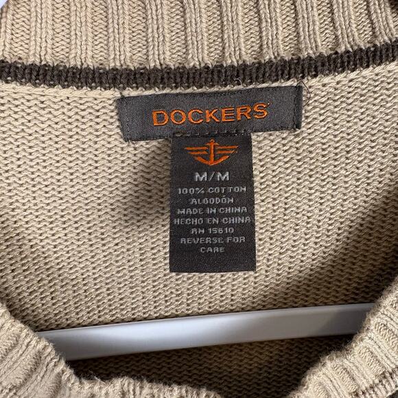 Dockers Men's Size Medium Preppy Long Sleeve Cotton Sweater Brown Colorblock - Picture 3 of 4